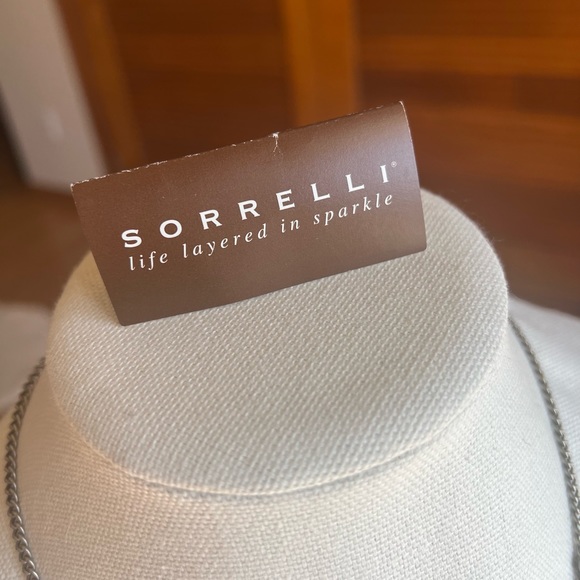 SORRELLI SIGNED DESIGNER ANTIQUE SILVER TONE BIB NECKLACE Australian crystals - Picture 7 of 7